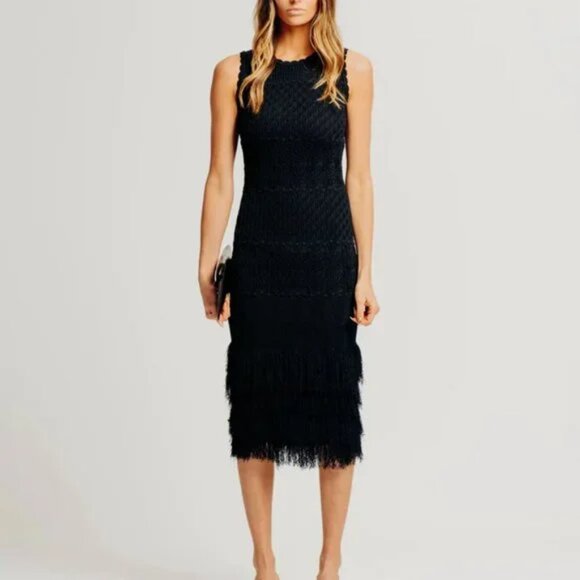 Torn By Ronny Kobo Ryan Dress  Crochet Knit Cutout Stunning texture! - Picture 3 of 11